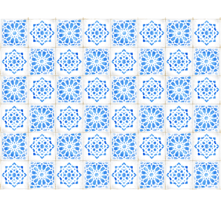 Toile fenêtre bleu motifs bleus complexes - TenStickers