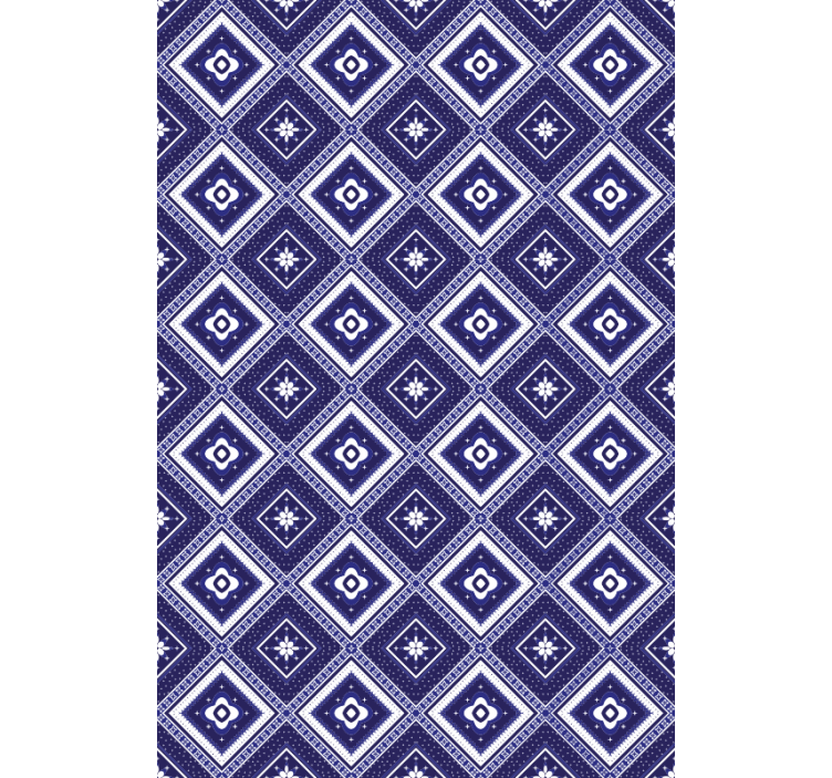 Toile fenêtre bleu motif losanges bleus - TenStickers