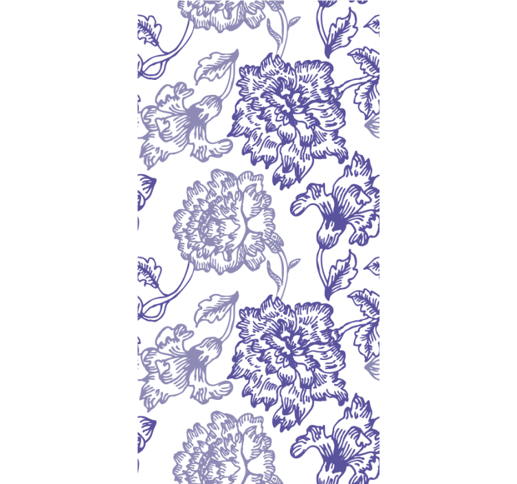 Toile fenêtre bleu motifs floraux élégants - TenStickers