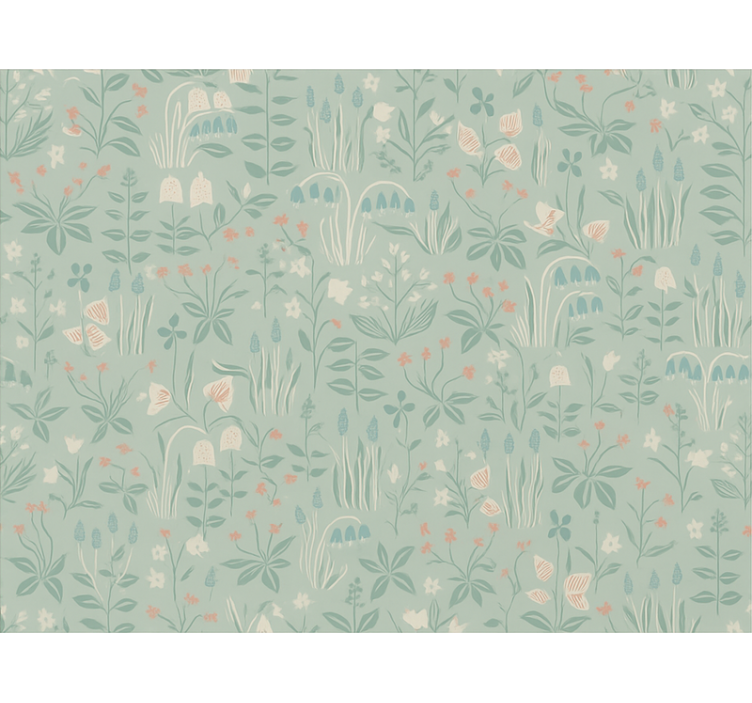 Toile fenêtre bleu floral scandinave - TenStickers
