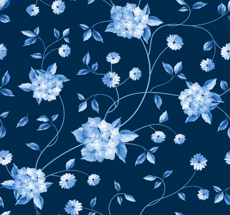 Toile fenêtre bleu tiges de fleurs - TenStickers