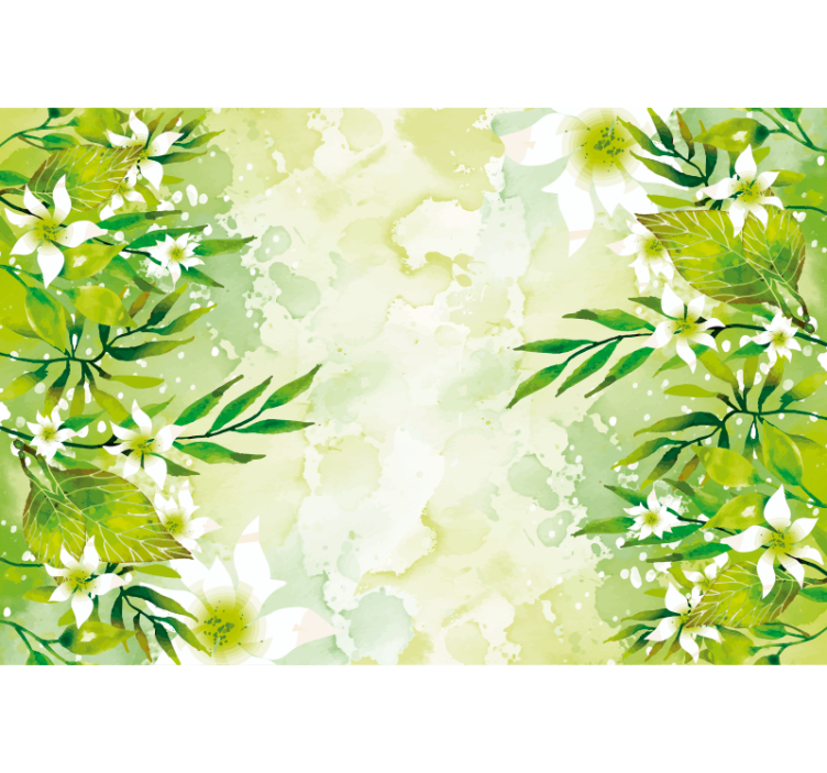 Toile fenêtre vert motifs floraux verts - TenStickers