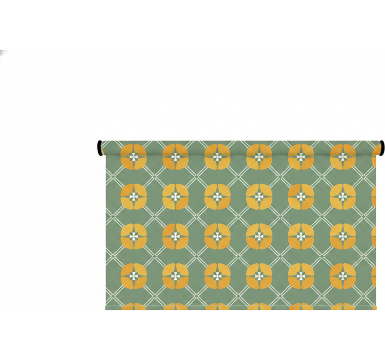 Toile fenêtre vert motif floral vert vintage - TenStickers