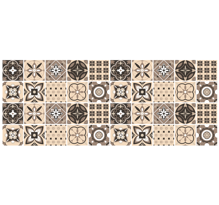 Toile fenêtre beige motif carreaux géométriques - TenStickers