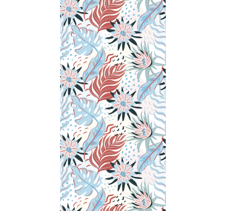 Toile fenêtre fleur motif de feuillage tropical - TenStickers