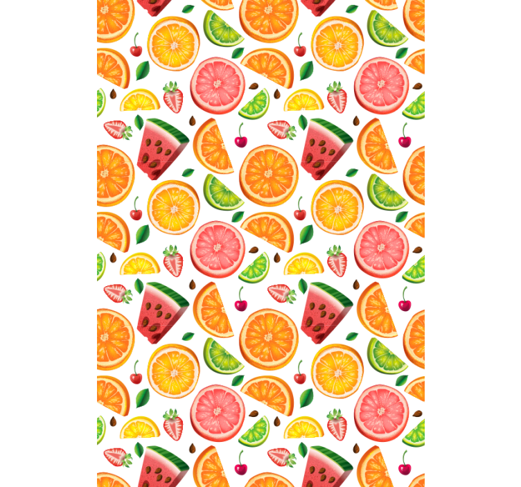 Toile fenêtre fruits et légumes motif pastèque et agrumes - TenStickers
