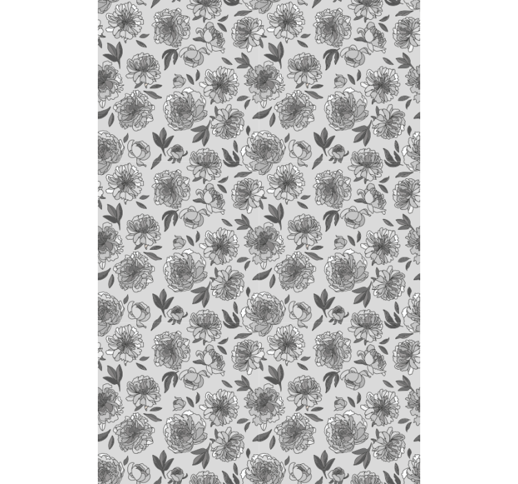 Toile fenêtre fleur motif pivoine monochrome - TenStickers