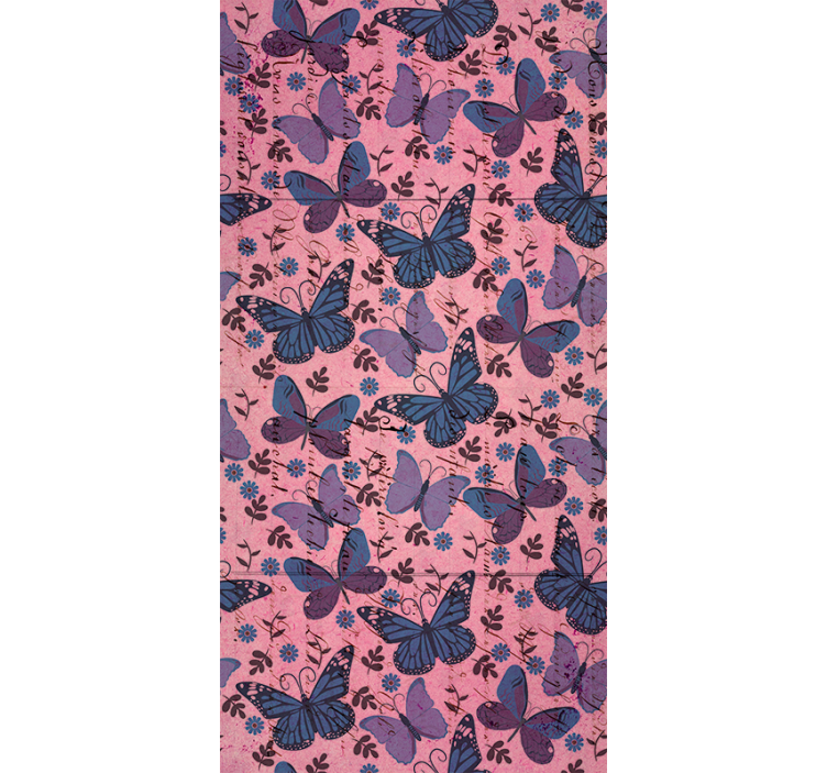 Toile fenêtre papillon fond rose - TenStickers