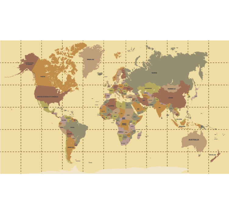 Stores carte du monde vintage beige - TenStickers