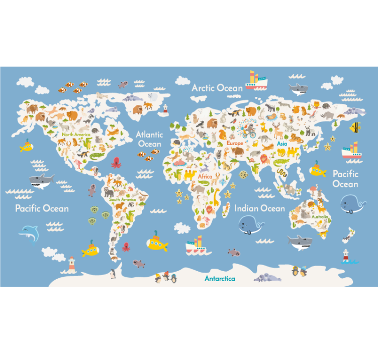 Stores carte du monde blanche pour les enfants - TenStickers
