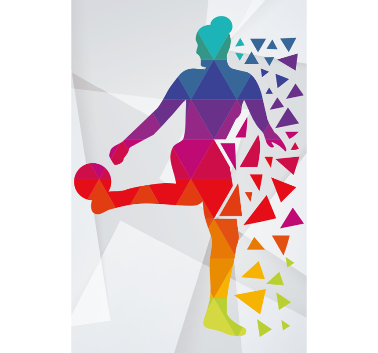 Toile fenêtre sport joueur de football géométrique - TenStickers