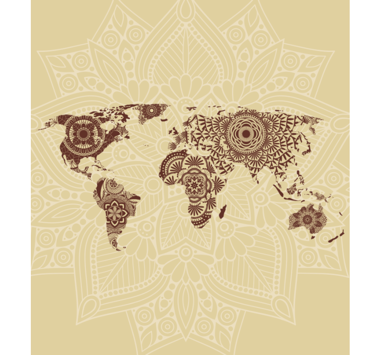 Toile fenêtre carte du monde mandala tapisserie - TenStickers