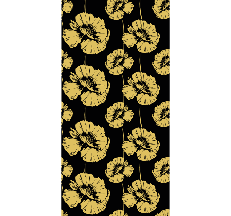 Toile fenêtre fleur design jaune et noir - TenStickers