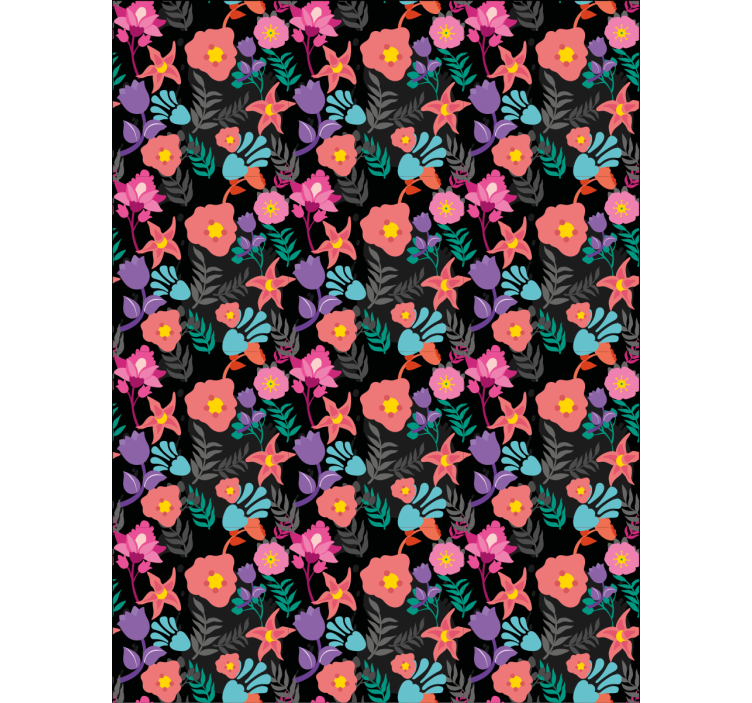 Toile fenêtre fleurs et plantes motif floral coloré - TenStickers