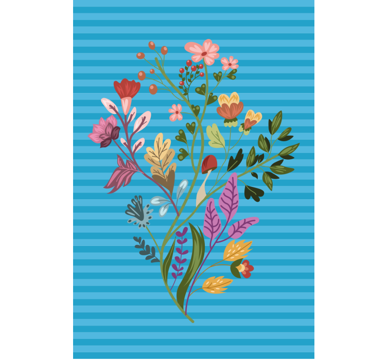 Stores fleurs Bouquet de fleurs sur bleu - TenStickers
