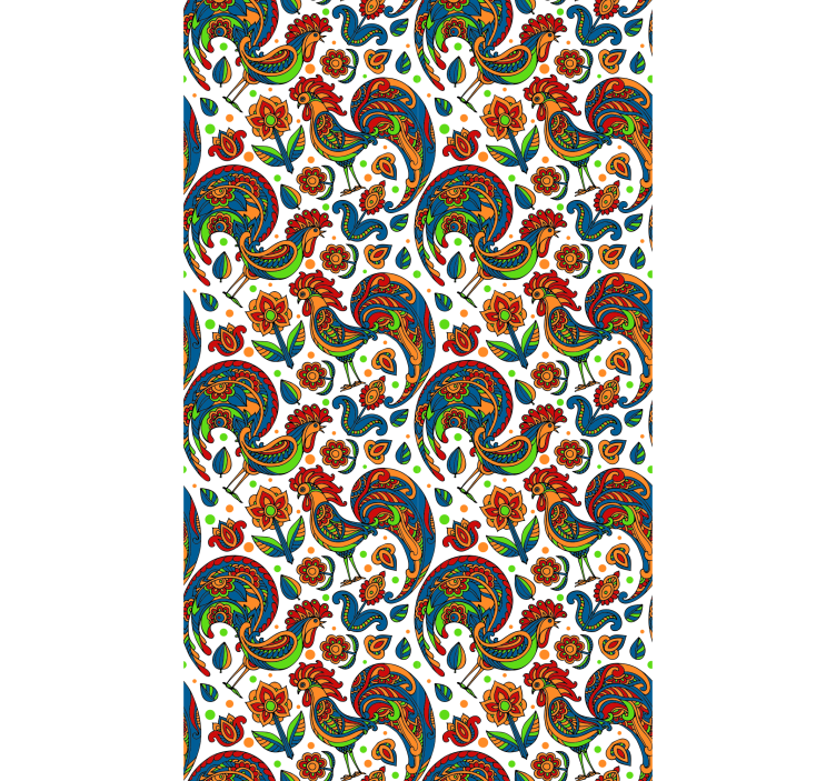 Toile fenêtre animal coqs colorés - TenStickers