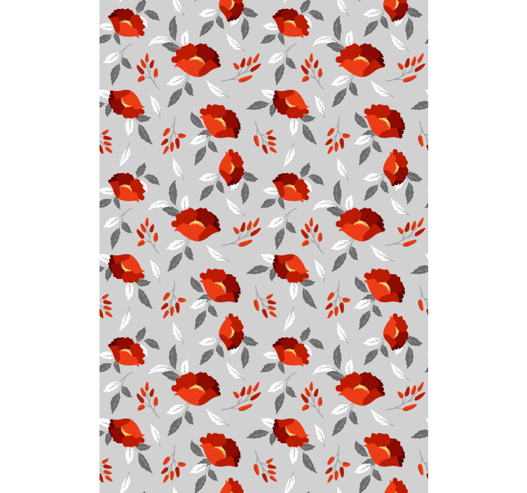 Toile fenêtre fleur motif rouge gris - TenStickers