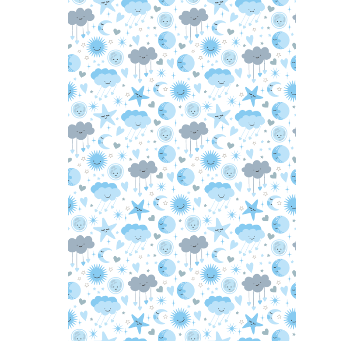 Toile fenêtre nuage motif étoilé bleu - TenStickers