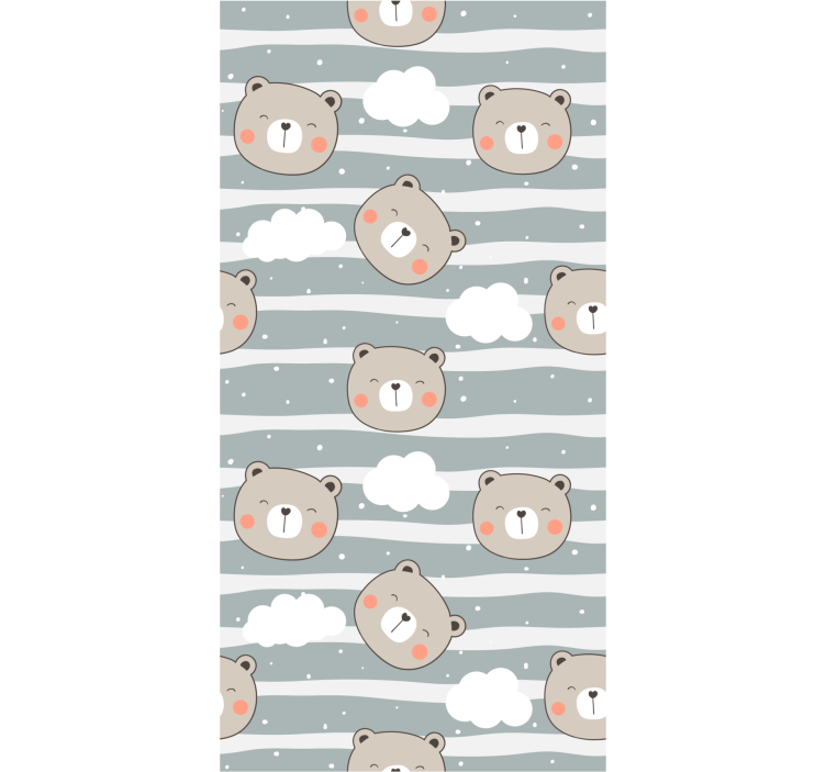 Toile fenêtre chambre bébé des visages d'ours mignons - TenStickers