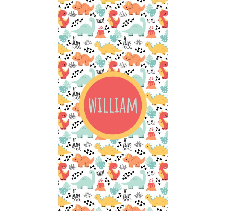 Toile fenêtre dinosaures avec nom dans un cercle - TenStickers