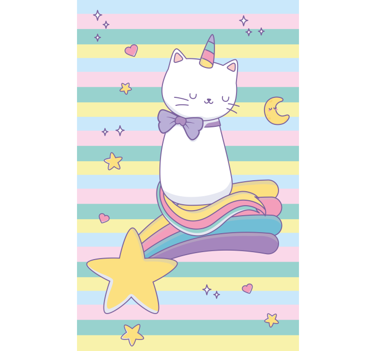 Stores enfants Chat licorne sur étoile filante - TenStickers