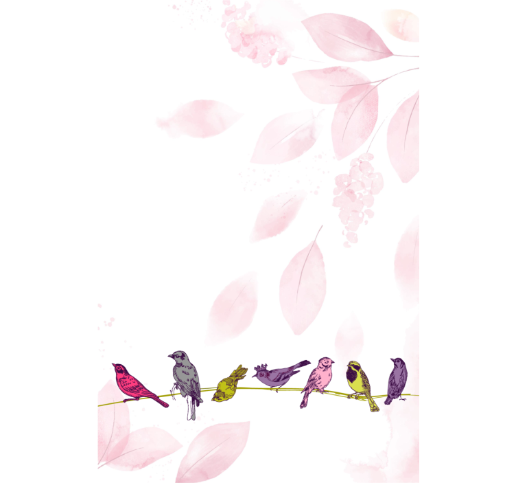 Toile fenêtre animal oiseaux sur une branche - TenStickers