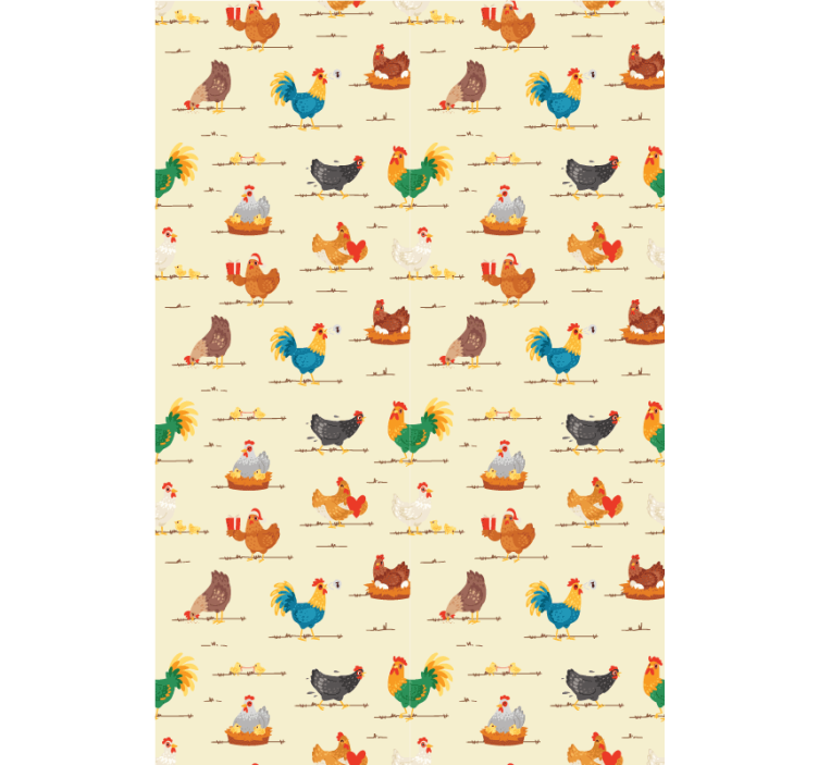 Toile fenêtre animaux poules et coqs - TenStickers