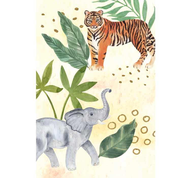Toile fenêtre chambre enfant rencontre animale tropicale - TenStickers