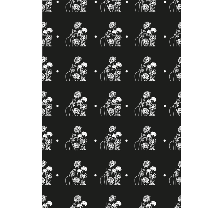 Toile fenêtre fleur silhouette noire et blanche - TenStickers