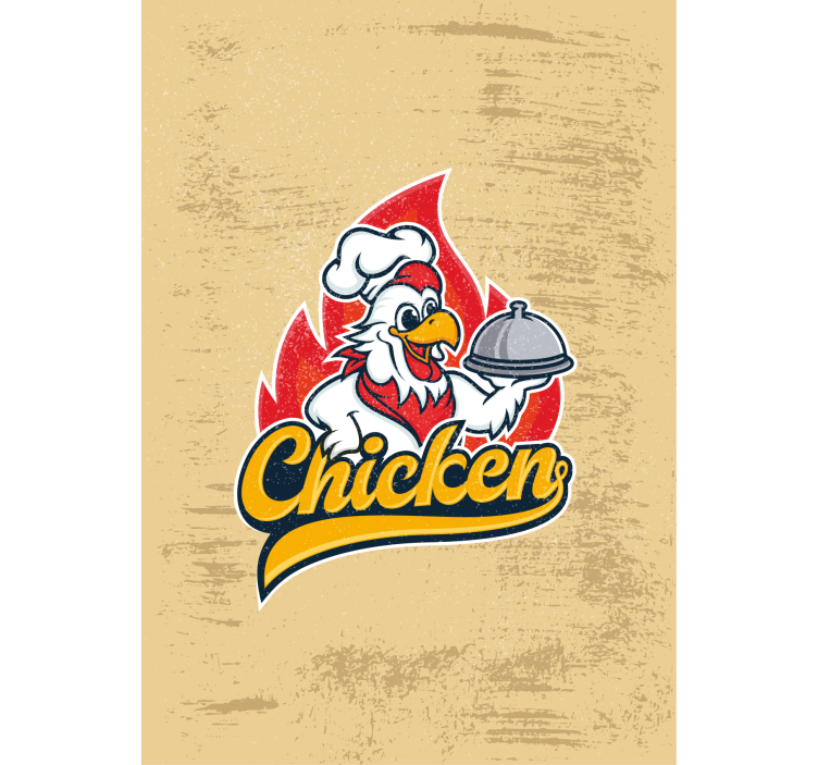 Toile fenêtre cuisine service de poulet du chef - TenStickers