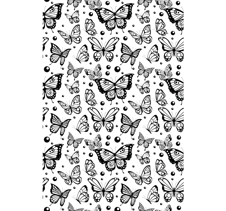 Toile fenêtre papillon noir et blanc flottant - TenStickers