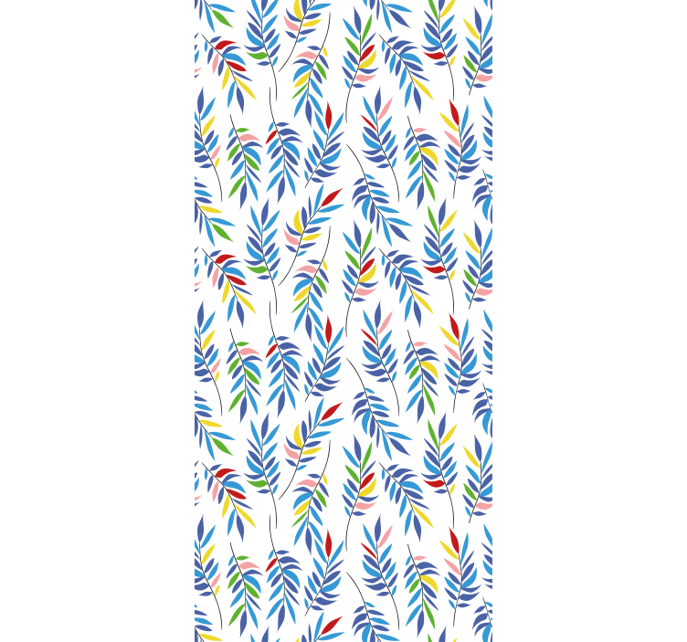Toile fenêtre fleurs et plantes motif de feuilles colorées - TenStickers