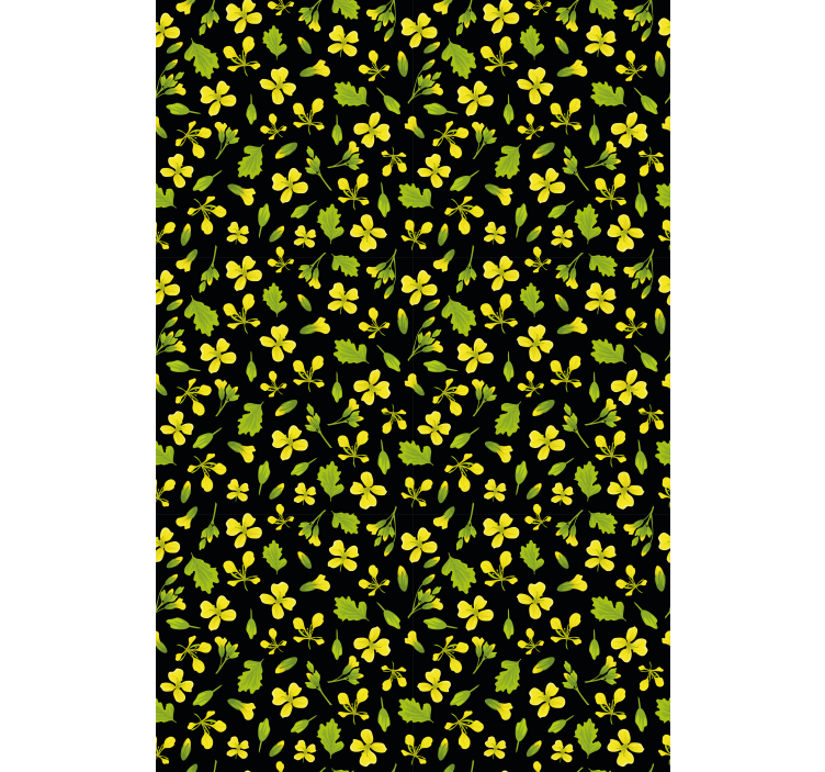 Toile fenêtre fleurs et plantes motif jaune et noir - TenStickers