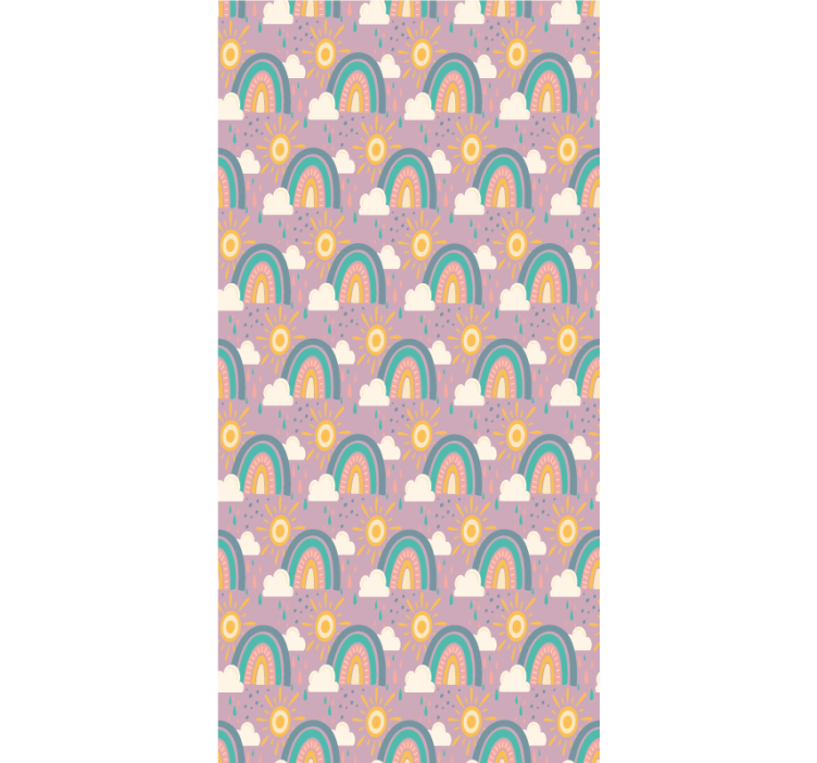 Toile fenêtre chambre enfant arcs-en-ciel et soleils - TenStickers