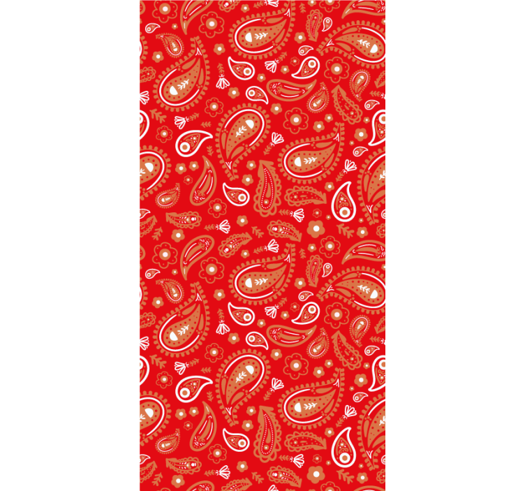 Toile fenêtre fleur motif cachemire rouge - TenStickers