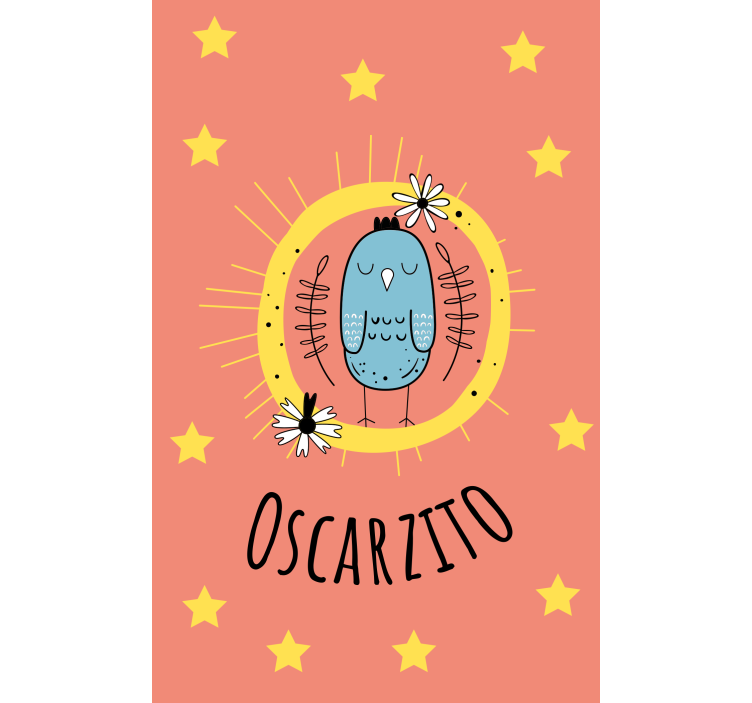 Toile fenêtre chambre enfant oiseau bleu avec nom - TenStickers