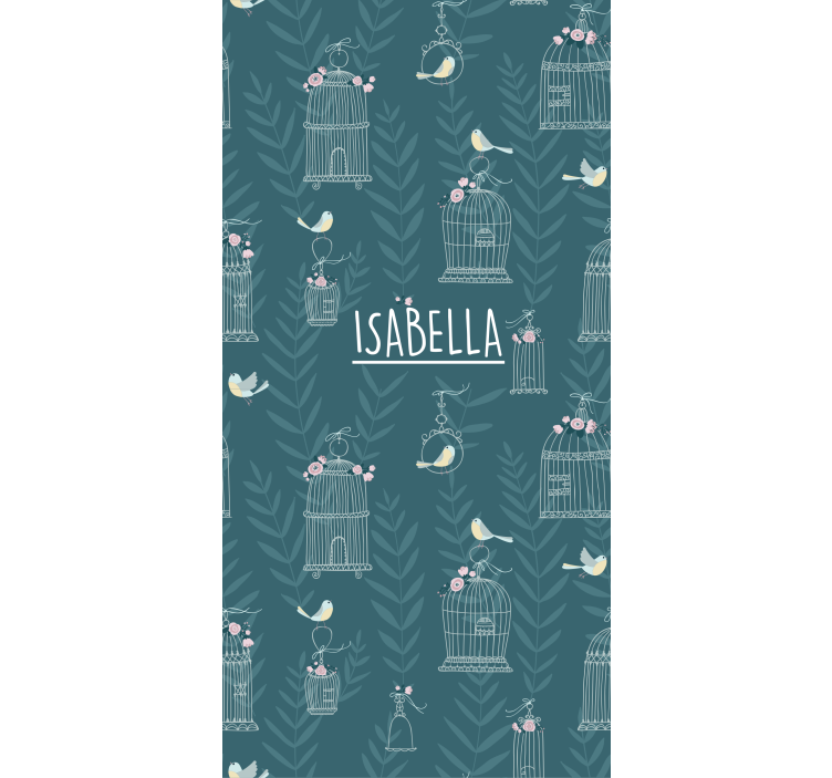 Toile fenêtre chambre enfant cages à oiseaux bleues avec nom - TenStickers