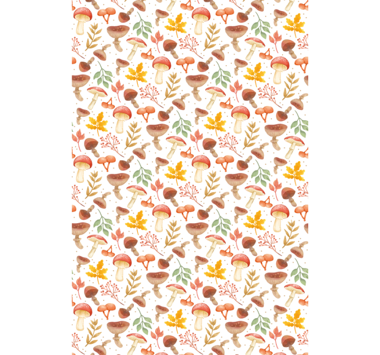 Toile fenêtre fleurs et plantes motif champignon et feuille - TenStickers
