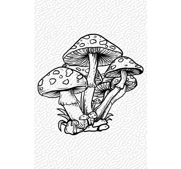 Toile fenêtre arbre silhouette de grappe de champignons - TenStickers