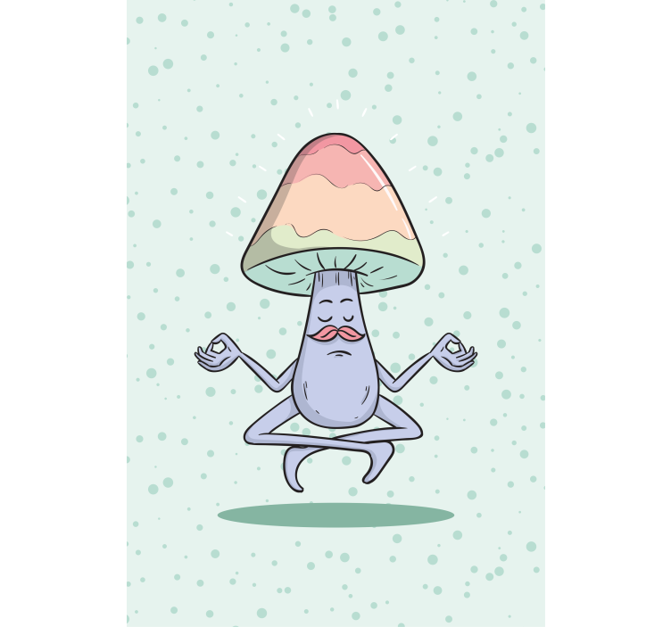 Toile fenêtre amusant personnage de champignon méditant - TenStickers
