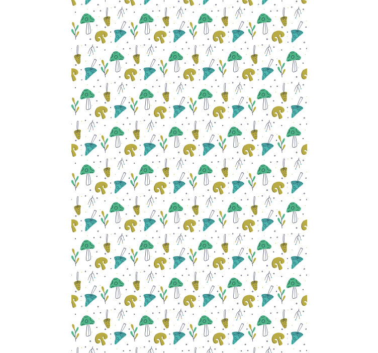 Store champignons motif bleu clair dessin main - TenStickers