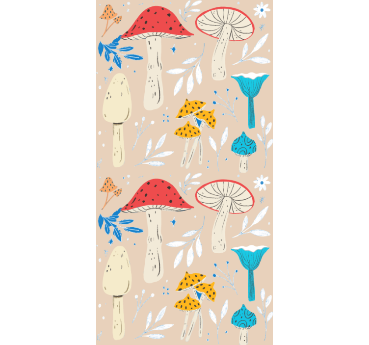 Toile fenêtre illustration de champignons stylisés - TenStickers