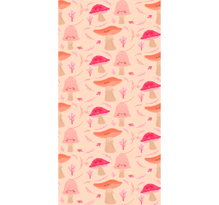 Toile fenêtre fleurs et plantes motifs de champignons roses - TenStickers