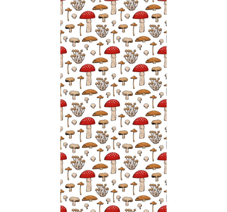 Toile fenêtre fruits et légumes motif champignon marron - TenStickers