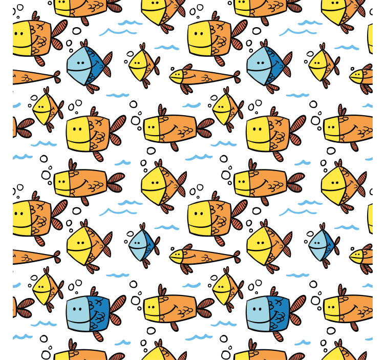 Toile fenêtre motifs de poissons dessinés - TenStickers