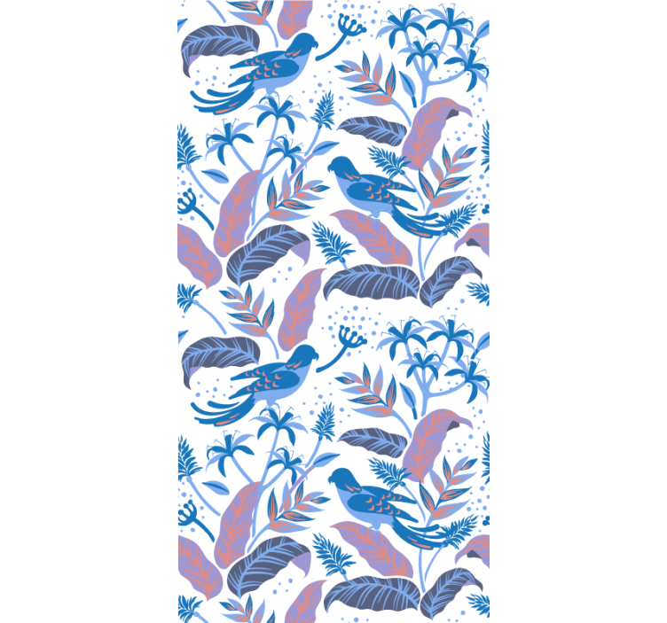 Toile fenêtre fleurs et plantes oiseau tropical et feuillage - TenStickers