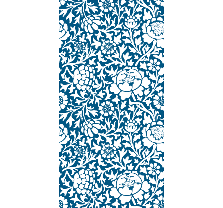 Toile fenêtre fleur motif vintage bleu - TenStickers