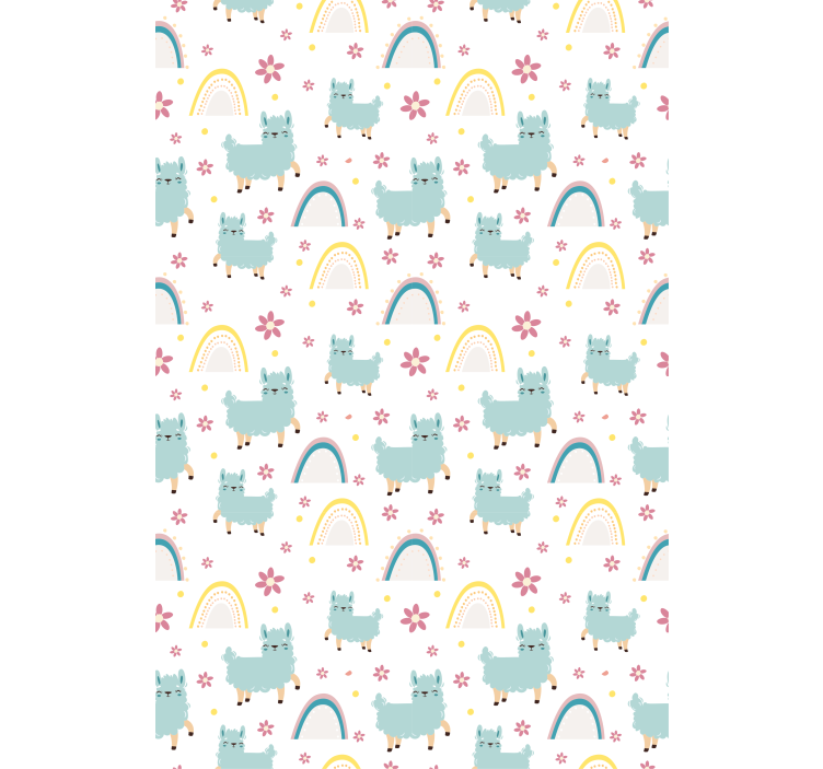 Toile fenêtre animaux lamas mignons et arcs-en-ciel - TenStickers