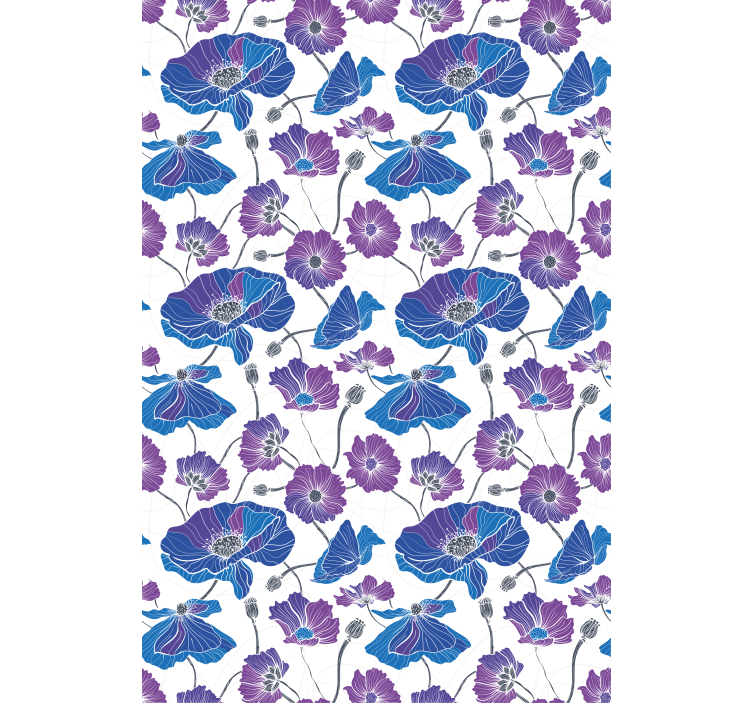 Toile fenêtre fleurs et plantes motif bleu et rose - TenStickers