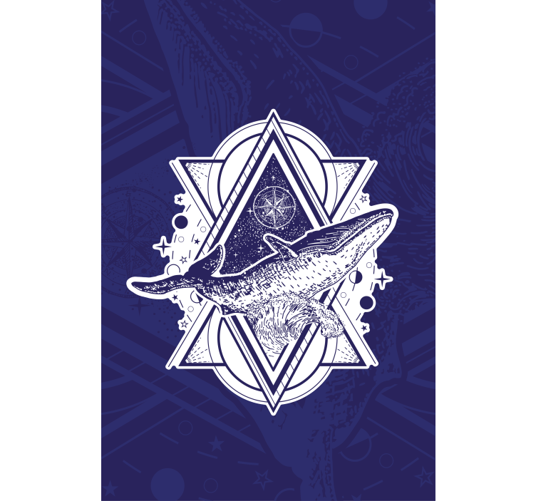 Toile fenêtre animaux silhouette de baleine massive - TenStickers